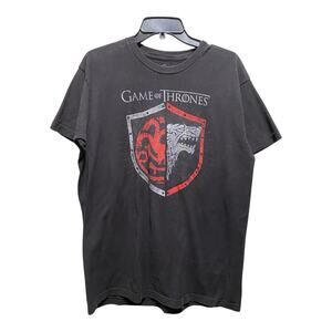 Game of Thrones Shirt‎ TV Show Promo Graphic Tee 2019 Crest Logo Black Large